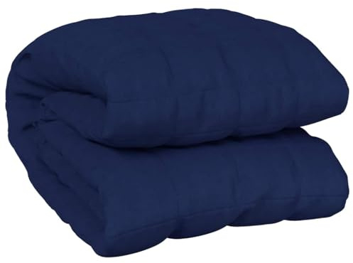 vidaXL Weighted Blanket for Better Sleep - 220x260 cm 11 kg Blue Cotton Fabric Hypoallergenic Glass Bead Filling Comfort Bedding Anxiety Relief