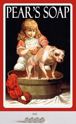 Metall Schild 20x30cm mit 4 Magneten Pears Soap Seife Wanne Hund Retro Blechschild