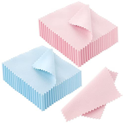 100 Pack Jewelry Cleaning Cloth, Colorful Jewelry Polishing Cloths, Jewelry Cleaner Cloth for Silver Gold Glasses Watch Coins, 8 x 8 cm