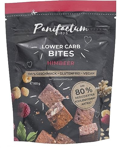 Panifactum Snacks Low Carb Bites Himbeer, für Unterwegs & Arbeit, Vegan | Gluten-, Zucker-, Hefe- & Sojafreie Snackwürfel, Wiederverschließbare Verpackung, aus Gefriergetrockneten Himbeeren