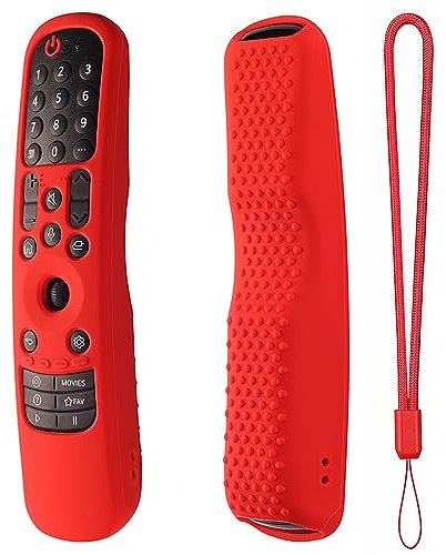 Custodia protettiva in silicone per telecomando LG Magic TV AN-MR21GA AN-MR21GC 2021 / LG AN-MR22GA MR22GN 2022, cover in silicone antiscivolo antiurto con cordino (rosso)