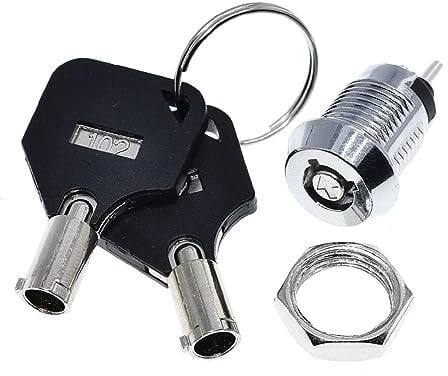 Abcsweet 12mm Stainless Steel For Key Lock 102 For Key Switch Electronic Lock Double Side Pull Out Type With 2 Keys & Nut Vending Machine Lock Out Kit