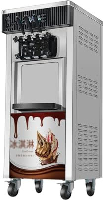 WAOCEO Máquina de Helados Máquina expendedora de Helados, refrigeradores comerciales, móvil, Sabor Tricolor, Conos Dulces, Equipo de congelación Maquina Yogurt Helado