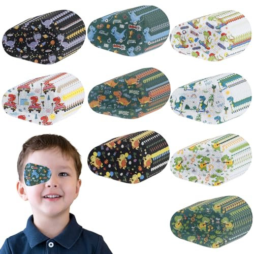 90Pcs Pansements Oculaires Cache Oeil Adhesif Enfant 9 Style Dessin Animé Patch Adhésif Yeux en Coton Respirant pour Ombre Habiller Fille Garçon (B)