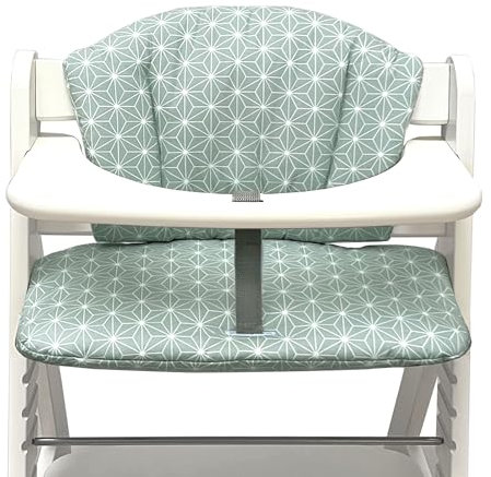 Blausberg Baby - Sitzkissen Set für Hauck Alpha, Beta Polster Zubehör für Hochstuhl - 2-teilige Sitzauflage 100% Baumwolle, Oeko-TEX Standard 100 - Made in Germany (Happy Star Grün)