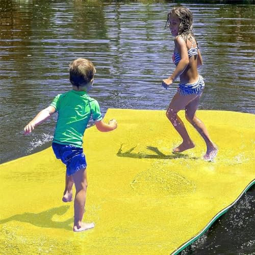 Llchaensc Tapis De Flotteur d'eau Piscine Flotteur Raft Famille Jeu d'eau Piscine Flottant Raft Lounge Matelas Flotteur Flotteur pour L'extérieur, La Rivière,Jaune,180X100X3.3cm