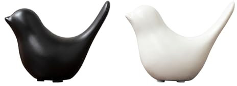 AIYONG 2 Piezas de Estatua de Pájaro, Adornos Abstractos de Aves, Esculturas Modernas de Animales de Cerámica para el Hogar, para Sala de Estar, Dormitorio, Oficina, Escritorio, Armarios