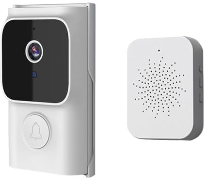 Matybobe Videocamera intelligente per campanello con campana, 720P senza fili + set di campana, rilevamento del movimento PIR, chiamata visiva, audio a 2 vie, funzionamento a batteria