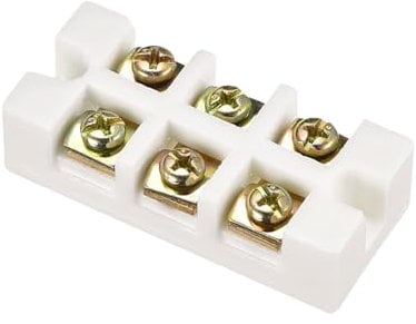 Rebower Porzellan-Keramik-Anschlussklemme hitzebeständig 3-Wege-Klemme [für Drahtverbinder, Elektrofeld] - 58x25x14mm / 1 Stück