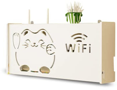Plug Row Hub Board Finishing Desktop-Aufbewahrungsbox, kleine Mini-Wandregale, perfekt für DVD-Player, TV-Box, Fernbedienungen, B52 x 9,5 x 25 cm