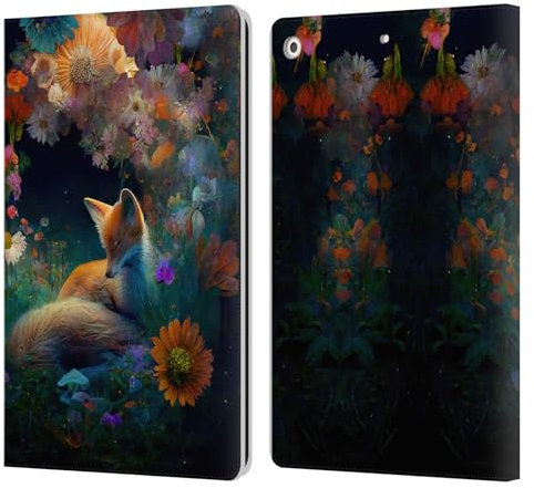 Head Case Designs Offizielle JK Stewart Fox Platz Kunst Leder Brieftaschen Handyhülle Hülle Huelle kompatibel mit Apple iPad 10.2 2019/2020/2021