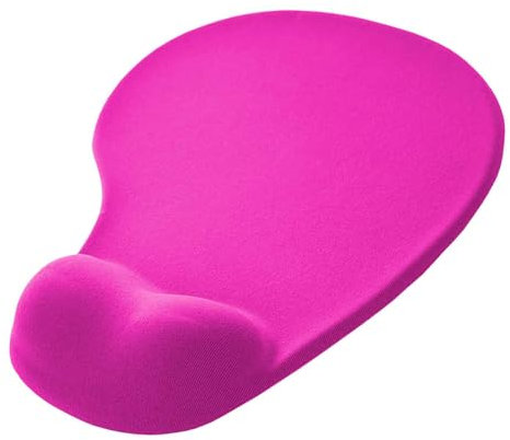 OcioDual Tappetino Mouse Poggiapolsi, Tessuto Morbido con Base in Gomma Antiscivolo, Colore Fucsia, Tappetino Mouse Ergonomico con Supporto in Gel, Gioco, Ufficio