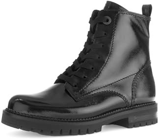 Gabor Damen Combat Boots, Frauen Stiefeletten,Komfortable Mehrweite (H),Winterstiefel,Winterschuhe,gefüttert,schwarz (Micro),42 EU / 8 UK