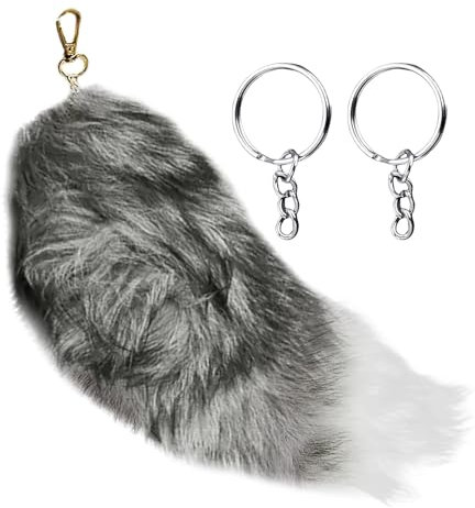 ZBHDEYG 1 Stück Fuchsschwanz-Anhänger, 2 Stück Schlüsselanhänger, Künstlicher Plüschschwanz, Schwanz-Schlüsselanhänger, Stofftier-Anhänger, Schwanzdekoration