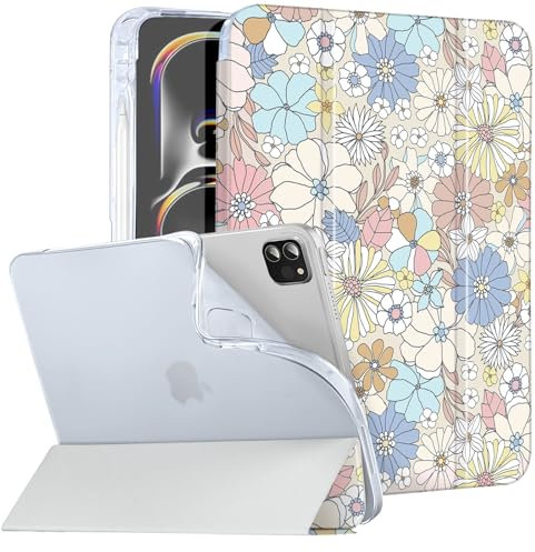 Vozehui pour iPad Pro 11 Pouces Coque 2024 iPad Pro 11 (M4 5ème Génération) Coque avec Porte Crayon, Amovible Magnétique Slim Stand Hard Back Shell Coque pour iPad Pro 2024 Coque 11