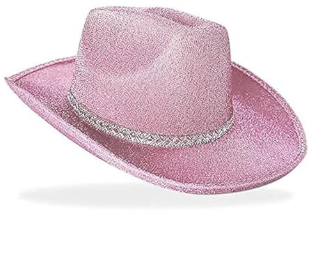 Chapeau de cowboy à paillettes rose argenté pour adulte (rose)