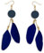 Soul-Cats 1 Paar pastell farbene Feder Ohrringe für Damen im Boho Style, Farbe: dunkelblau