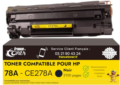 FranceToner Laser-Toner, sehr hohe Kapazität, entspricht HP 78A, für Laserdrucker, Standardformat, Schwarz