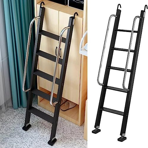 GIAKOO Schwarze Innenleiter für Etagenbetten, 66 hohe, leichte Ersatzleiter für Einzelbetten mit Befestigungsmaterial für Bett und Hochbett