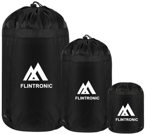 flintronic 2 Pcs Compression Stuff Sack for Sleeping Bag, Lightweight Waterproof Compact Stuff Sack, Compression Bag with Ripstop Fabric, Storage Bag with Drawstring Closure for Camping, Hiking, L+XL