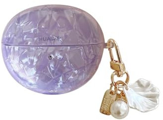JRCYVTA Custodia protettiva per auricolari Huawei Freeclip con motivo a conchiglie, per donne e ragazze, colore viola