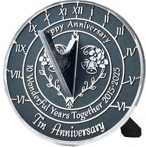 ANTIQUEMEDIEVAL Sonnenuhr zum 10. Hochzeitstag 2025, Geschenk für den Garten