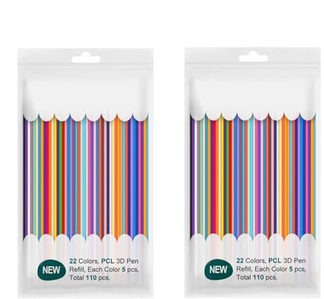 3D Stift Filament PCL, 220 Stück 3D Doodler Stifte Nachfüllpacks 2.5mm, 22 Farben 3D Druck Stifte Nachfüllungen für Kinder, 3D Stift Zubehör Materialien Set, für 3Doodlers Pen Zubehör