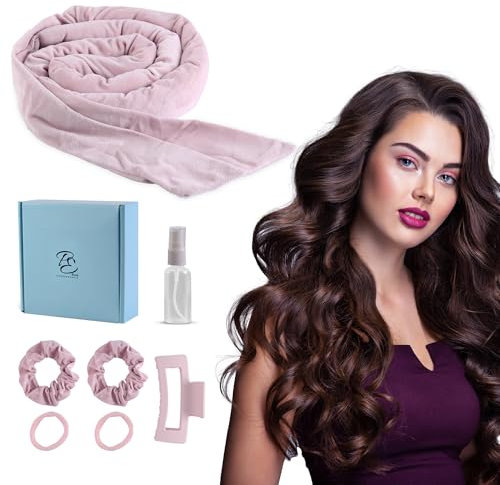 PURESSENSE Beauty Lockenwickler über Nacht für Locken ohne Hitze – Heatless Curls Band – Haarnudel Set für hitzefreie Overnight Curls & Blowout Hair – Lockenband für grosse Locken (Pink, 155 cm).