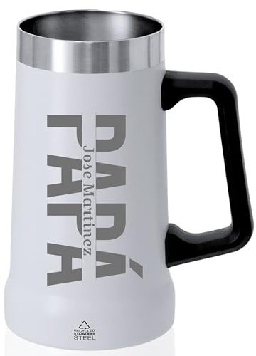 TAZALAND | Jarra Personalizada para Papá con Nombre Grabado | Acero Inoxidable Reciclado de 700 ml | Doble Pared para Bebidas Frías o Calientes | Regalo Original Día del Padre, Cumpleaños y Navidad