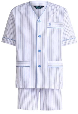 El Búho Nocturno Pigiama Uomo Corto Estivo Cotone Senza Collo Popeline a Righe Pigiama Intero Uomo, 100% Cotone, Rosa 4546, 3XL