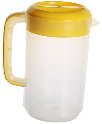 Homoyoyo Carafe En Plastique Transparent 1-5 L Avec Couvercle - Pichet à Eau Thé Glacé Jus Et Idéal Pour Maison Et Fête Jaune Éclatant