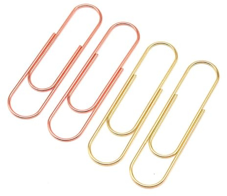 OWLFAVO Jumbo-Büroklammern mit Dose, 10,2 cm, Rotgold und Gelbgold, lustige niedliche Büroklammern, Lesezeichen, Planer-Clips für Spaß, Bürobedarf, Schulgeschenke, Hochzeitsdekoration, 20 Stück
