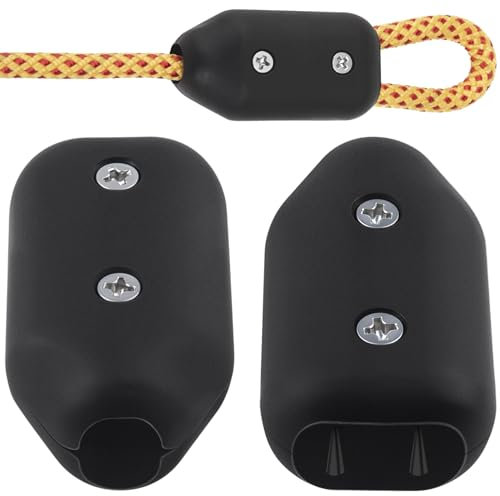JYvivid 2 Pcs 3/8 Rope Clamps, 8mm Plastic Rope Tightener, Reusable Rope Clamp, Wire Clamps Clips Connector for Nylon Rope, Braided Rope (Black)