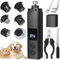 BUOAZR Lima de Uñas Eléctrica para Perros y Gatos, Ajustable 4 Velocidades(7500/12000rpm), 3 Puertos, 45 dB, Portátil Cortauñas para Perros con Luz Led para Perros Pequeños, Medianos y Gatos(Negro)