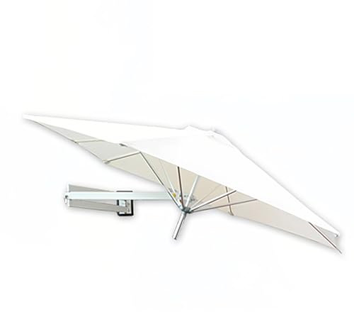 Wandschirm Für Balkon, Sonnenschirm Wandmontage Ø220/250 cm, Ampelschirm, Gartenschirm, Marktschirm, Terrassenschirm, Aluminium, Teleskopisch Und Neigbar(Beige,220cm/7.7ft)