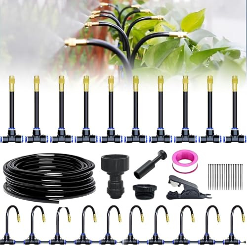 Bewässerungssystem Garten, 360° Curved Garden Automatic Irrigation System, Greenhouse Pflanzen, Hochbeet Bewässerung Tropfbewässerung für Landschaft, Flower Bed und Terrasse Pflanzen (10m)