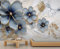 YEMYOR Flower Mural Embossed Flower Wallpaper Mural Large Blue Flowers Wall Murals Nordic Marble Kitchen Wallpaper for Living Room Bedroom-450x300cm