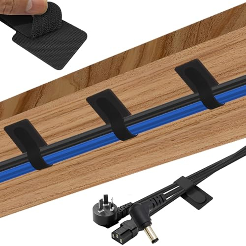 30-piece Cable Management Set, Black, self-Adhesive Cable Ties, Organizer for Desk, Cable Guide Holder Under Table for PC, TV, Home Office