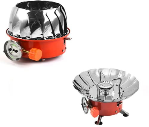 Mini Rechaud Camping Gaz Pliable, Fancysky 2800W Réchaud Portatif de Camping à Gaz, Portable, Mini Cuisinière, 468G, Coupe-vent, Extérieur, Facile à Manipuler, Barbecue