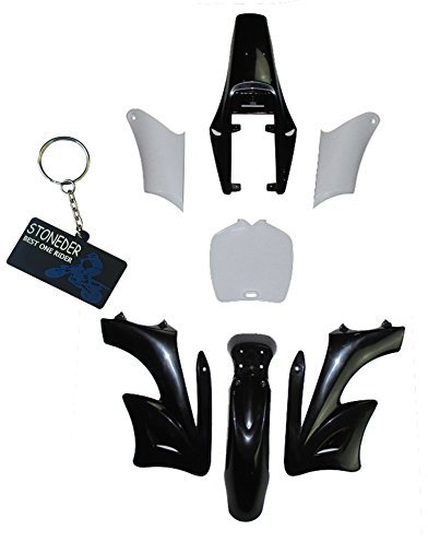 STONEDER - Kit de 7 pièces de carrosserie noires en plastique haute résistance Pour mini moto de cross chinoise 2 vitesses Apollo Orion 47cc - 49cc