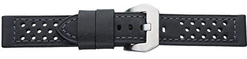 Eichmüller massives 22mm XXL Leder Uhren Armband gelocht schwarz Ersatzband