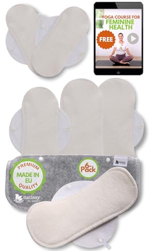 Serviette Hygiénique Lavable Bio Bambou; Lot de 6 (S+M) Petite Serviette Hygiénique Lavable Nuit FABRIQUÉE EN UE; Protection Hygienique Lavable pour Règles; Serviette Periodique Lavable Reutilisable