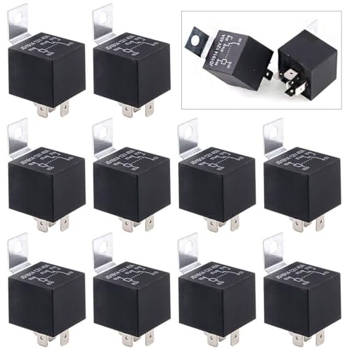 Swpeet Lot de 10 relais électriques SPDT 12 V 30/40 A 5 broches parfaits pour les installations automobiles, les systèmes sonores de voiture et les systèmes de sécurité