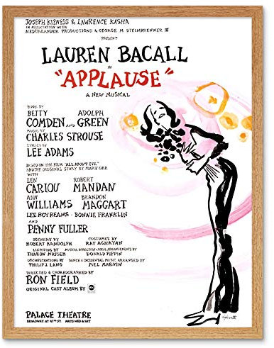 Wee Blue Coo Theatre Stage Play Applause Lauren Bacall Art Print Framed Poster Wall Decor Kunstdruck Poster Wand-Dekor-12X16 Zoll