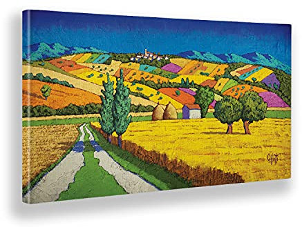 Giallobus - Quadro - Stefano Calisti - Strada di campagna - Tela canvas - 140x70 - Pronto da appendere - Quadri moderni per la casa