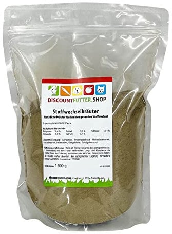 Stoffwechselkräuter (100% Natur - 1, 5 kg) - Regen sie den Leber-, Nieren- und Entgiftungsstoffwechsel des Pferdes an.