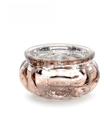 4 Photophores en verre miroir rose gold 6 x 3 cm