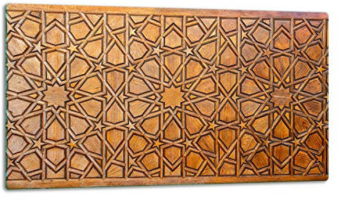 TMK | Tagliere in vetro, piastra di copertura per fornelli, 1 metro, piastra di taglio in vetro, paraspruzzi universale, 52 x 30 cm, motivo legno