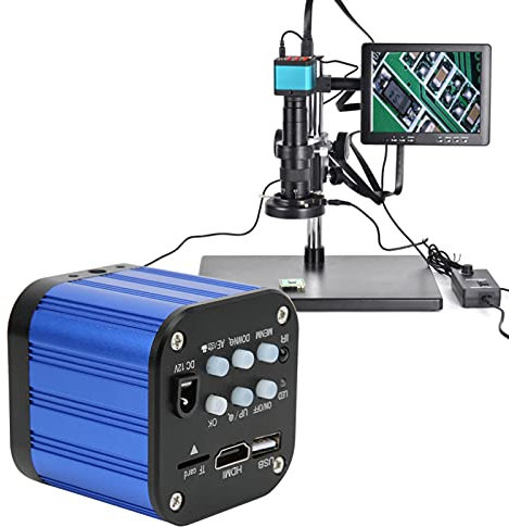 Fotocamera per microscopio 4k, fotocamera per microscopio industriale elettrico digitale HDMI USB con telecomando, supporto per microscopio industriale digitale immagine 4608x3456 (16MP)(EU)
