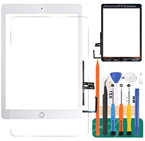 Touchscreen-Digitizer für iPad 9.7 2018 A1893 A1954, Ersatz-Touchscreen-Digitizer-Glas, für iPad 6 A1893 A1954, mit Home-Button (LCD-Display Nicht im Lieferumfang enthalten) (weiß)
